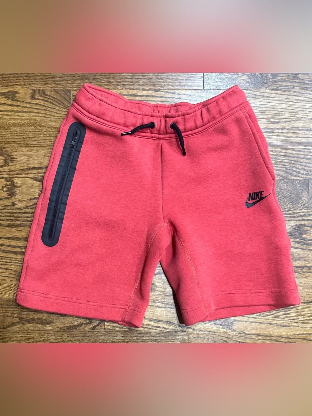 GUC, Nike Tech Red Pull-On Shorts with Black Zip Pocket, youth size small plus